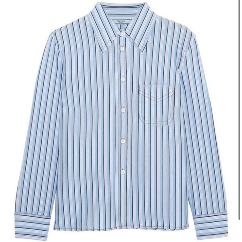PRADA Striped Cotton Button Down Shirt (IT 44)